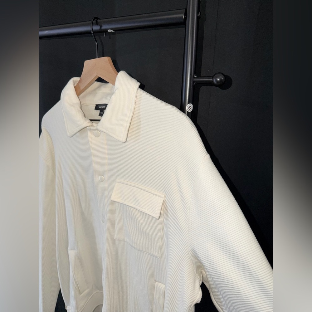 Express Off-White Ribbed Jacket - Picture 4 of 8